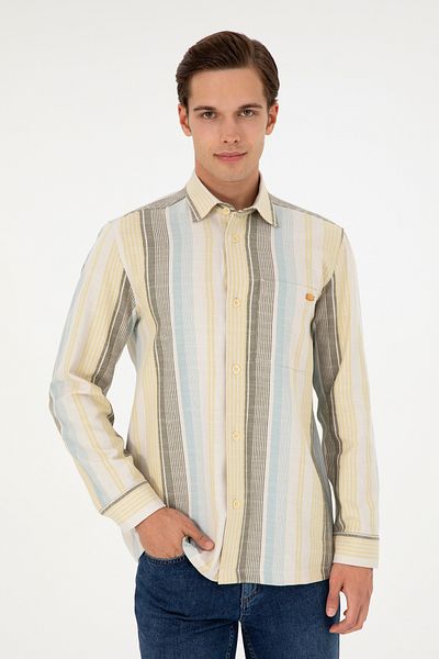 U.S. Polo Assn. Мъжка риза с дълъг ръкав в светло каки цвят 50291243-VR183