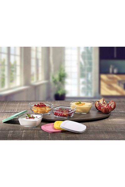 Paşabahçe Glass Storage Container Set, 4 Pieces, Multicolored, 310 Cc