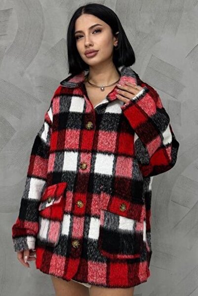 Ded COLLECTION Жіночий пальто з підкладкою з м'якої тканини в клітинку