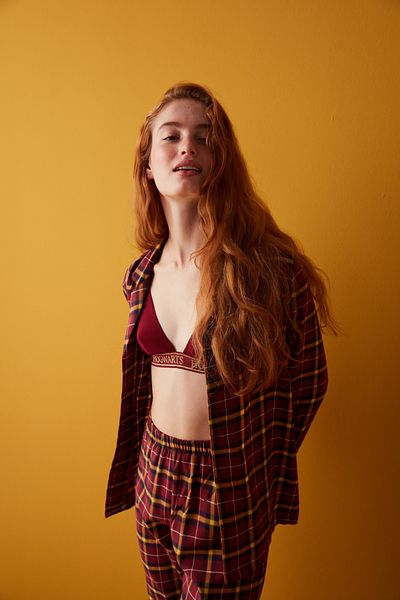 Penti Set pijamale cu carouri închise Burgundy