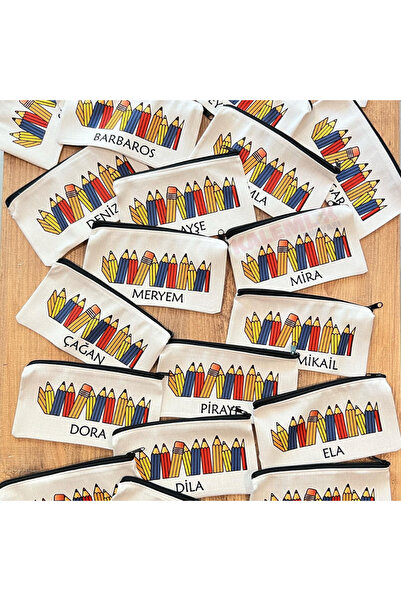 Kalemlik Dünyası BEZ KALEMLİK BASKILI KALEM KUTU İSİM YAZILABİLİR