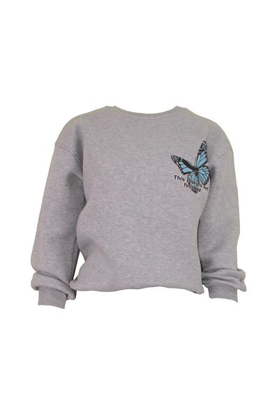Ceylen Unisex Oversize 3 νήματα με πολύχρωμο φούτερ με στάμπα πεταλούδας