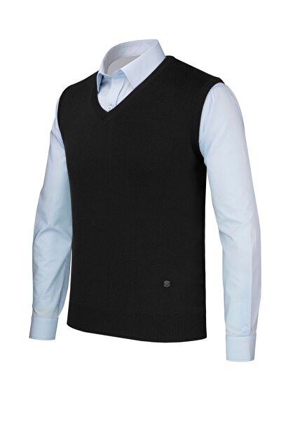 Çizgi Triko Men's V-Neck Knitwear Sweater Color Winter Steel Knit Classic Fit