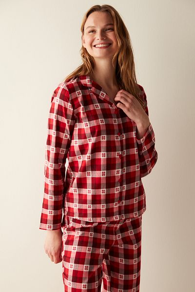 Penti Checkered Red Shirt Red Pants Pajama Set