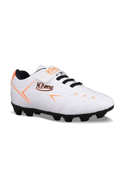 MP ONE Big Kids Lace-Up / Velcro White Crampon Football Shoes