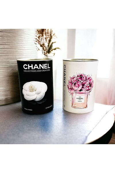 Saccura Decor Stylish 2-Piece Cylinder Box Set with Metal Lid – Black and Pink with Rose Figure