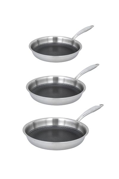 Emsan Pro Tri Ply 3-Piece Steel Pan Set 20-24-28 cm