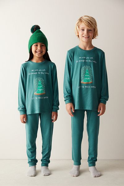 Penti Unisex Children's Wish Thermal Green Pajama Set