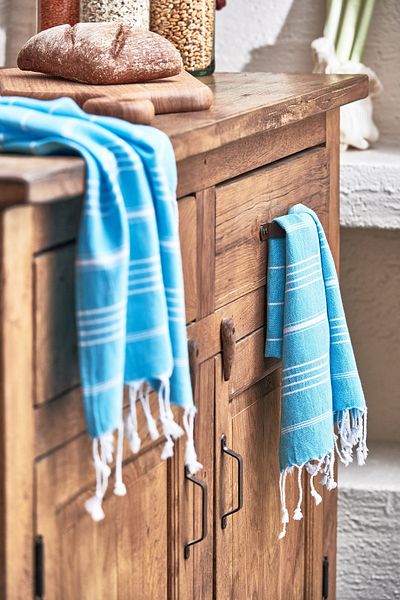 Vi’cotton Vi'cotton Muslin - 100% βαμβακερό 2 τεμάχια ριγέ πετσέτες μπάνιου μπλε