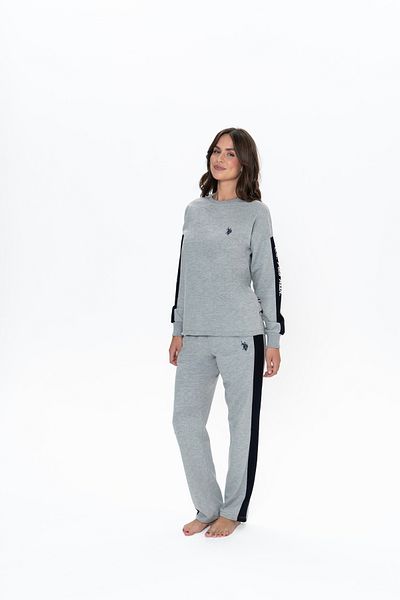 U.S. Polo Assn. BAZA. Polo Assn. Îmbrăcăminte de acasă cu dungi cu gât rotund pentru femei 1303ESP.Z.17.ETA.0.GR.OU.7.P.6.NTSL3