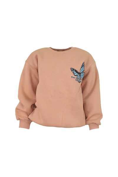 Ceylen Unisex Oversize 3 νήματα με πολύχρωμο φούτερ με στάμπα πεταλούδας