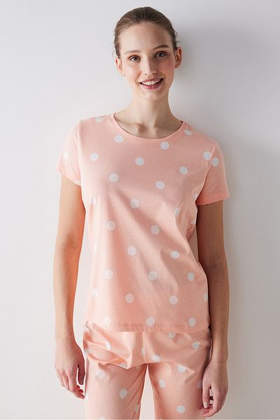 Penti Peach Dotted Pants Pajama Set