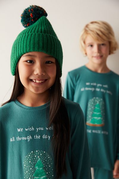 Penti Unisex Children's Wish Thermal Green Pajama Set