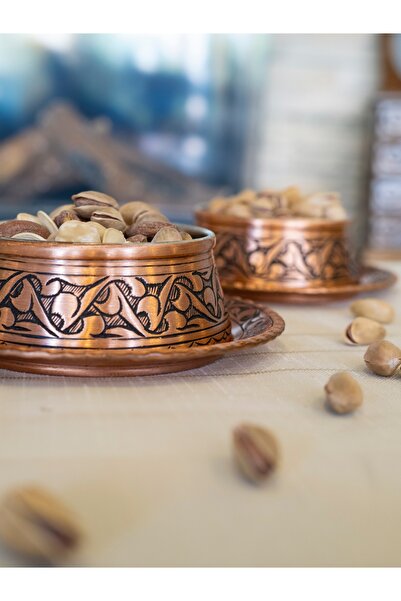 Bakır Concept طقم أوعية للوجبات الخفيفة مكون من قطعتين مطرزة باللون النحاسي غ...