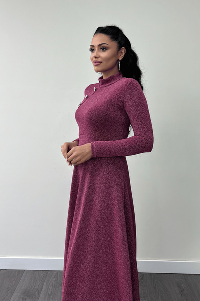 giyimmasalı Dusty Rose - Sparkly Midi φόρεμα με λεπτομέρεια με κουμπιά