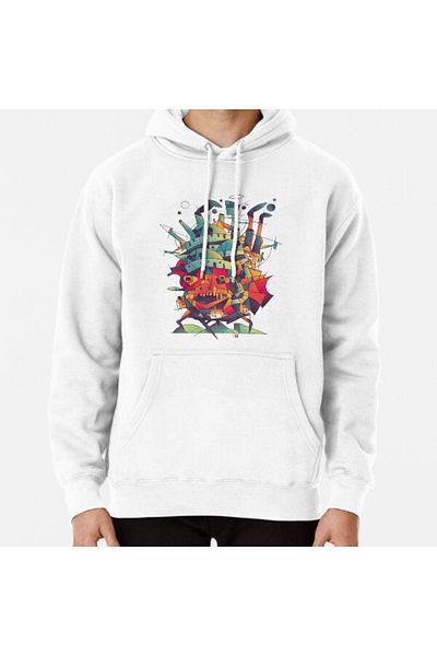 Hvit Stein Hanorac imprimat MOVING CASTLE