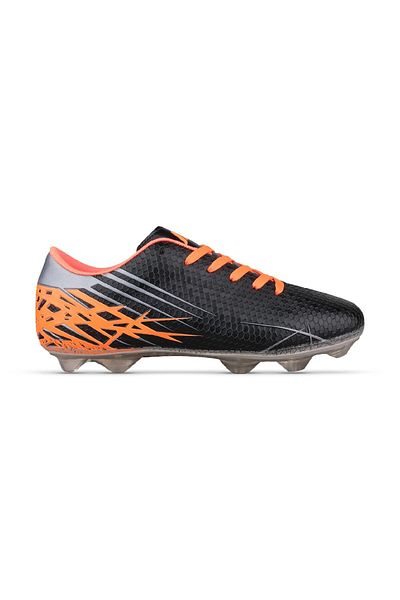 MP ONE Pantofi de fotbal pentru copii mari, cu șireturi, negru-portocaliu