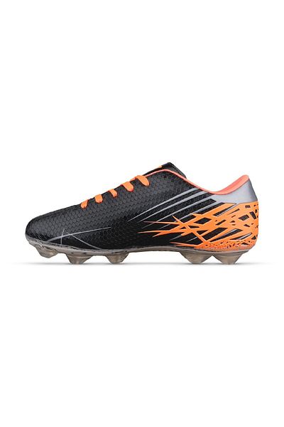 MP ONE Pantofi de fotbal pentru copii mari, cu șireturi, negru-portocaliu