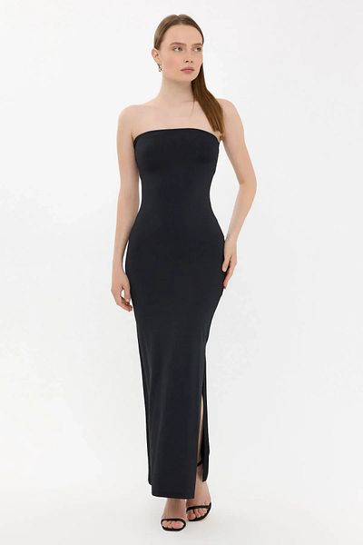 Hiccup Στράπλες Bodycon Maxi Φόρεμα με πλαϊνό σκίσιμο