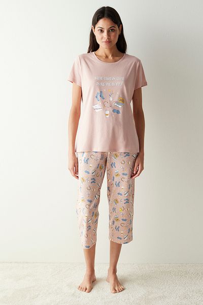 Penti Happy Pink T-Shirt Capri Pajama Set