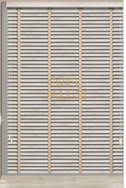 Özel Jaluzi Krem 50 MM Ahşap  Jaluzi