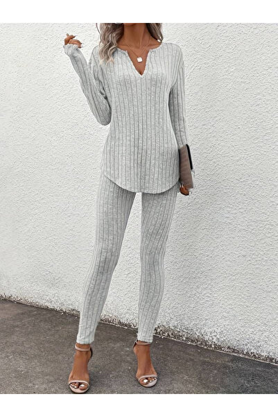 JANES Bluză de damă cu mânecă lungă, cu decolteu în V, cu fundul jambiere, se...