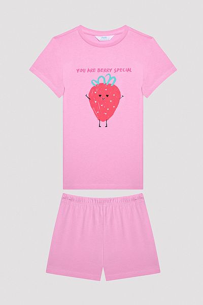 Penti Girl's Strawberry Multicolored 2-Piece Pajama Set
