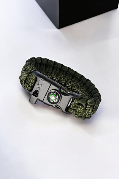 Gorgeous Outdoor Bracelet with Fire Starter 5 in 1 Khaki Camper Bracelet