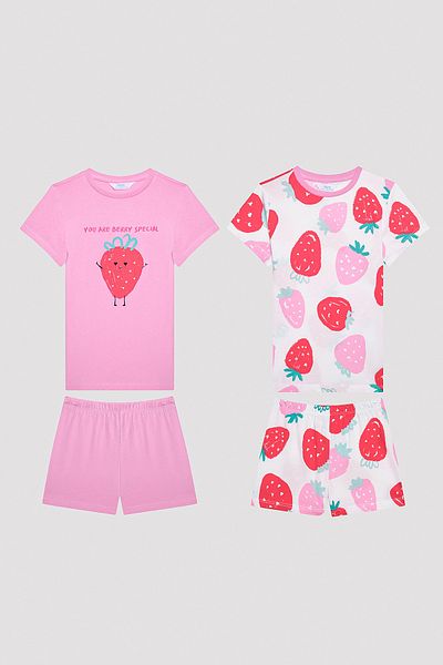 Penti Girl's Strawberry Multicolored 2-Piece Pajama Set