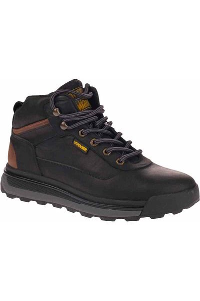 Voyager V25KB-6973 Μαύρες δερμάτινες ανδρικές μπότες Nubuck