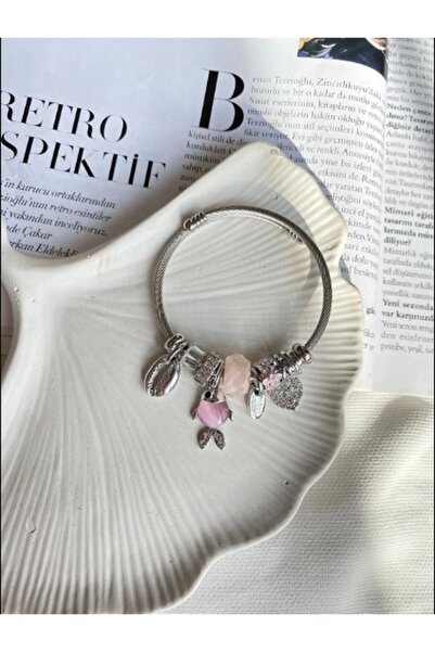 saren aksesuar سحر السمك الأبيض Pndr نموذج المرأة سوار الصلب مع سحر