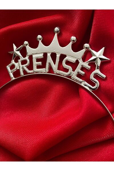 Hepimizin 1 Piece Silver Princess Written Metal Party Crown Birthday Colorful Party Crown