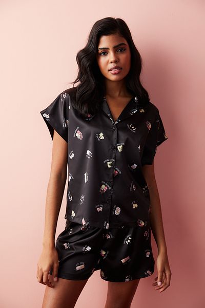 Penti Friendship Satin Shirt Shorts Pajama Set