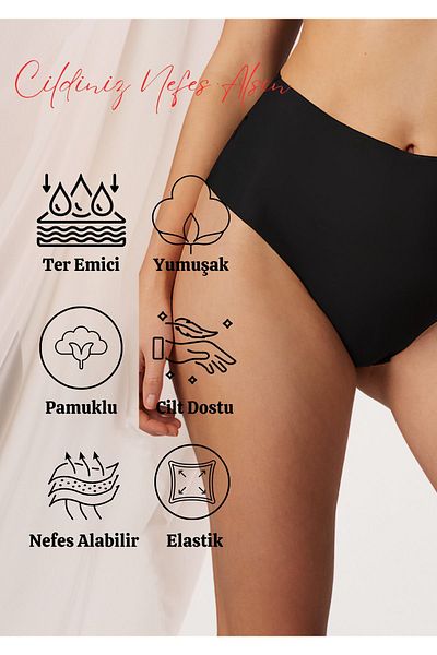 KUIN Pack of 5 High Waist Bato Large Size Cotton Combed Lycra Panties