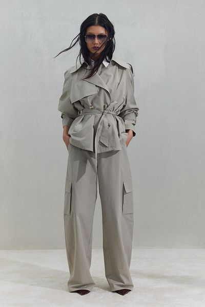 Suud Collection Stone Jasmin Short Trench Coat