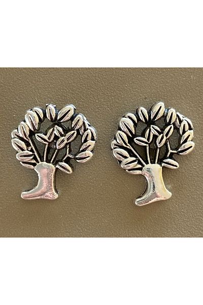 Store أقراط نسائية على الطراز القديم من المعدن على شكل شجرة الحظ