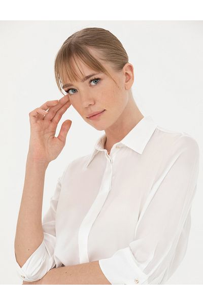 Pierre Cardin Ecru Comfort Fit Satin Shirt 50273131 -Vr019