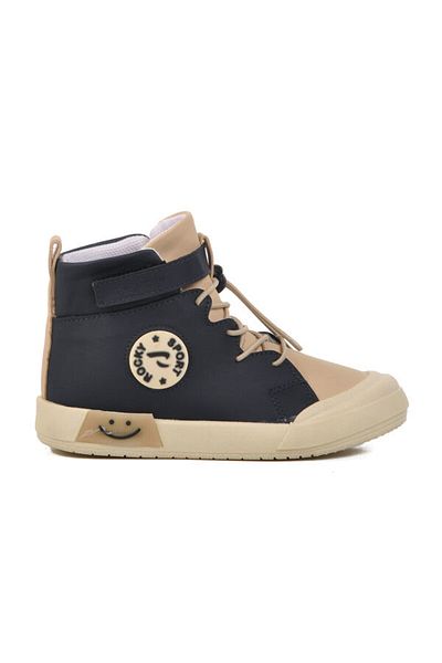 WALKWAY Navy Beige Girl's Ankle Boy Children's Hi Sneakers