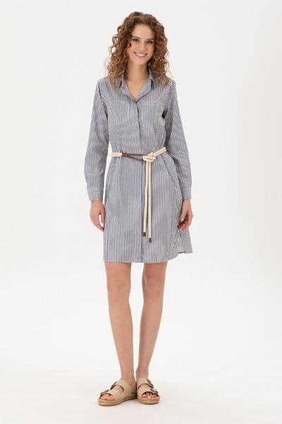 U.S. Polo Assn. Rochie țesătă cu dungi mini pentru femei, albastru marin 50297375-vr033
