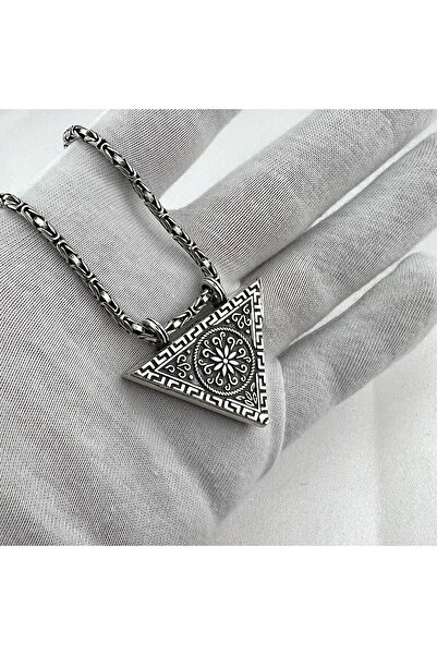 clgsilver 925 Ayar Gümüş 4 Cm Kral Zincir  Muska Kolye