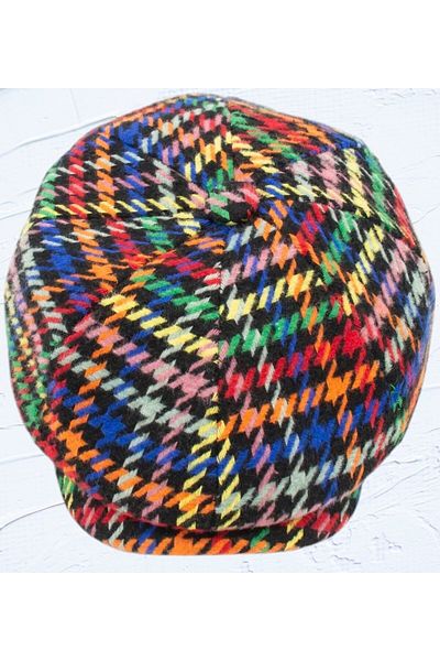 Takı Dükkanı Men's Cap Hat - Houndstooth Pattern, Multicolor, Trilby Cp224-R