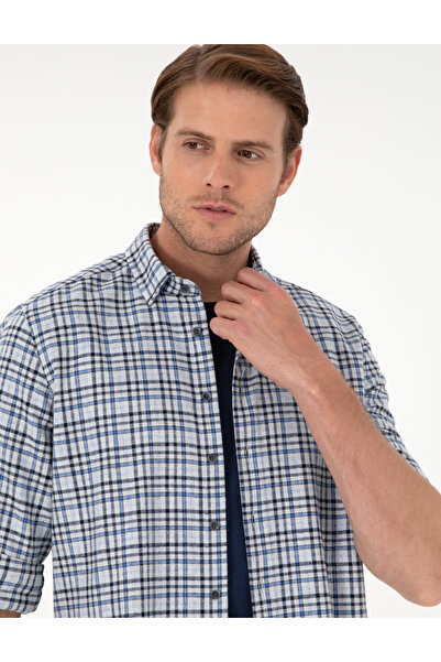 Pierre Cardin İndigo Regular Fit Ekose Oduncu Uzun Kollu Gömlek 50292811-VR028