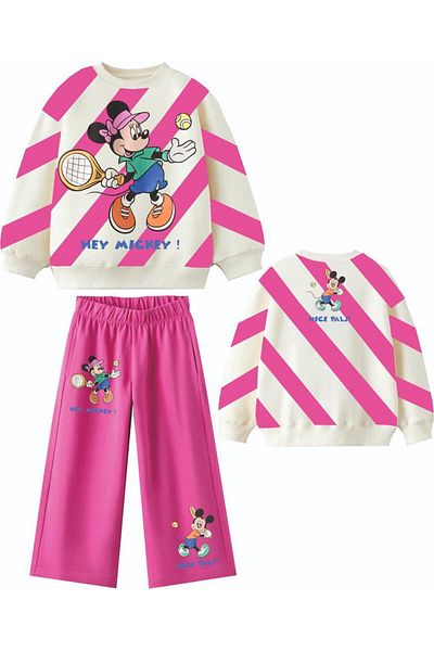 Lolliboomkids طقم بدلة رياضية للفتيات من New Season للتنس بتصميم رياضي مكون من 3 خيوط وسراويل رياضية واسعة الساق مكونة من قطعتين