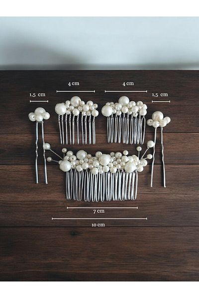 Eva Flore Bridal Engagement Maternity Hair Comb Hairpin with Pearls 5 Pieces