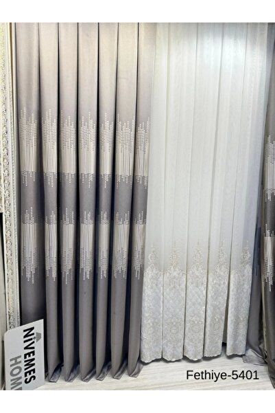 NİVEMESHOME Nivemeshome Conquest 614178   Γκρι V-5401 1/3 Κοντή πλισέ κουρτίνα φόντου Apm