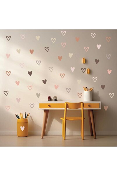 Lizpo Decor 90 Adet Boho Kalp Duvar Çıkartmaları Kız Çocuk Odası Sevimli Past...