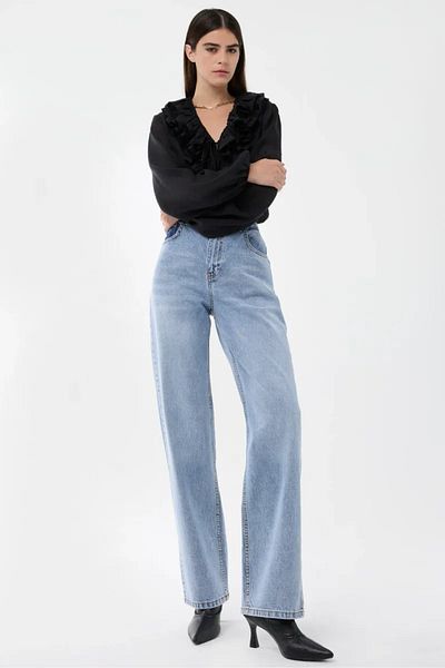 Hiccup Pantaloni drepți spălați cu talie înaltă