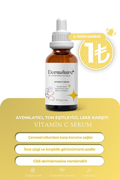 Dermaluire Aydınlatıcı, Ton Eşitleyici, Leke Karşıtı Vitamin C Serum 30ml ( F...