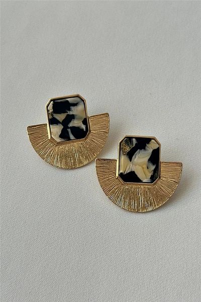 mos&more Black Gold Fan Women's Earrings