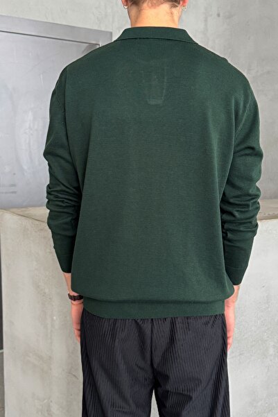 HYMAN Ανδρικό πλεκτό πουλόβερ με λαιμόκοψη από βαμβακερό πόλο